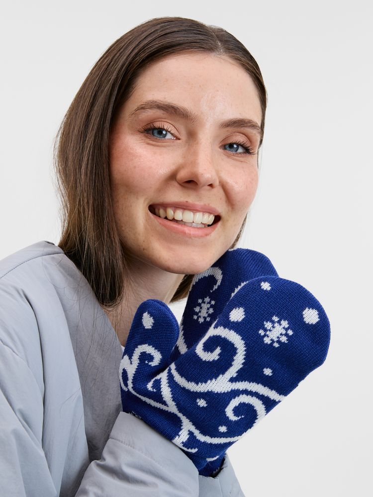Варежки Adventino, темно-синий (кобальт) с молочным, размер L/XL