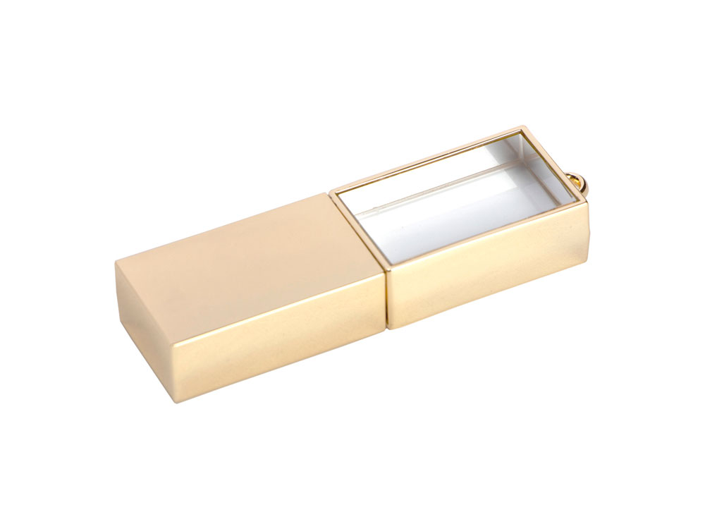 USB 2.0- флешка на 512 Мб кристалл в металле с логотипом  | Print Logo