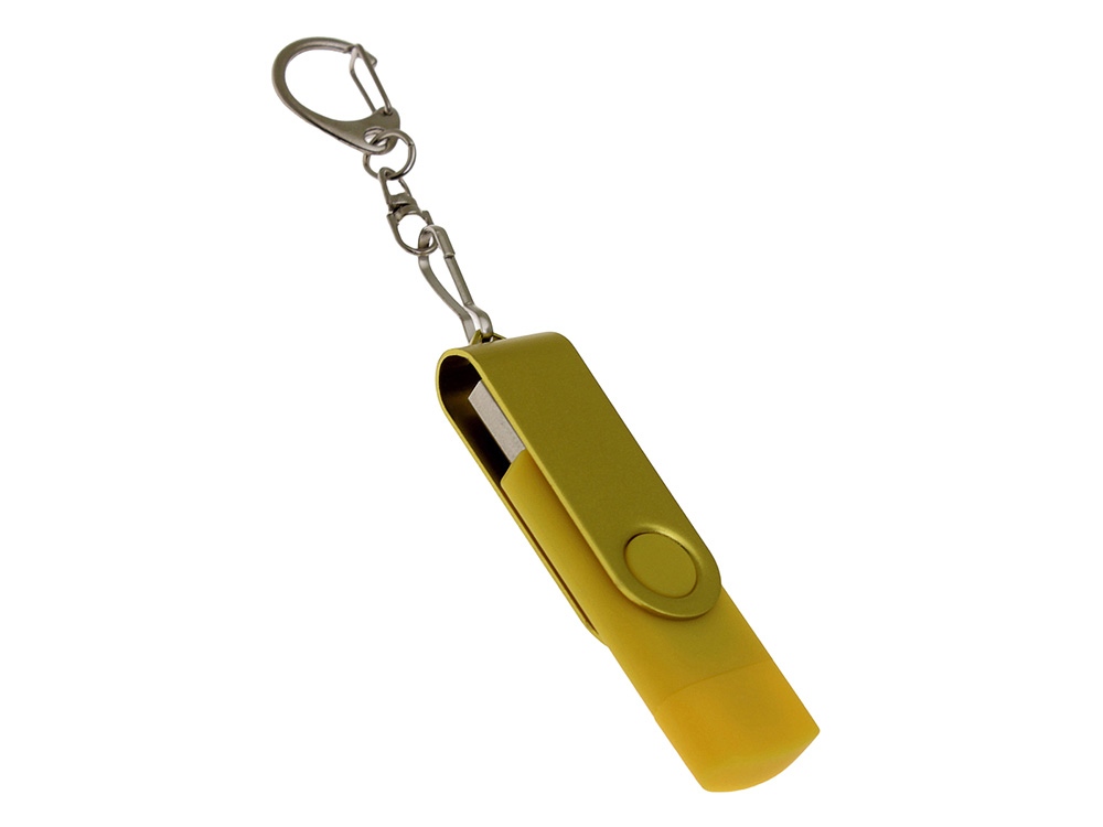 USB 3.0- флешка на 64 Гб с поворотным механизмом и дополнительным разъемом Type-C с логотипом  | Print Logo