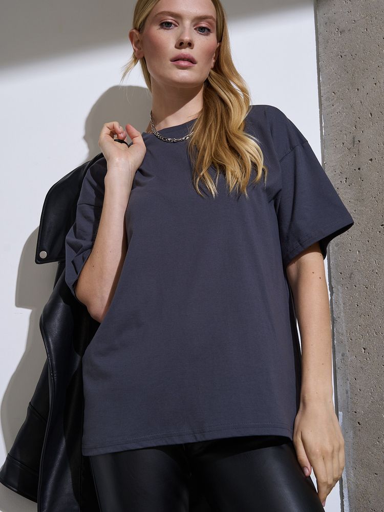 Футболка Oversize Premium, темно-серая (антрацит), размер XL