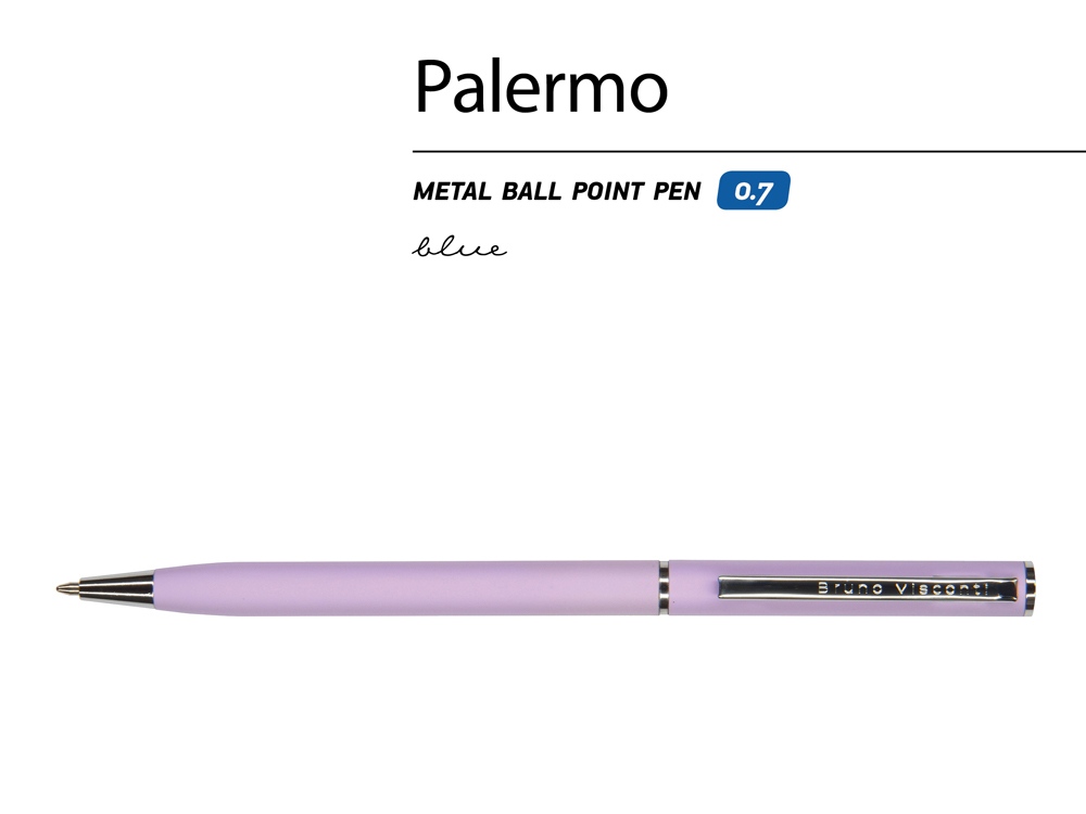 Ручка шариковая автоматическая BrunoVisconti® PALERMO цвет корпуса сиреневый, soft-touch, 0.7 мм