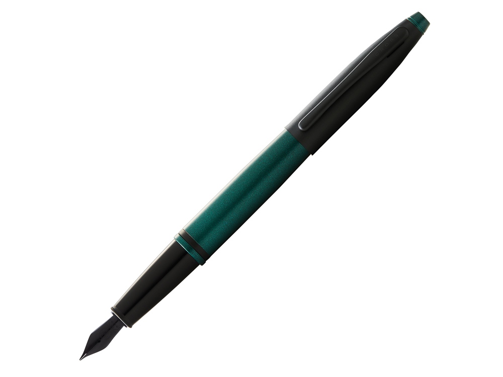Ручка перьевая Calais Matte Green and Black Lacquer, перо M с логотипом Cross | Print Logo