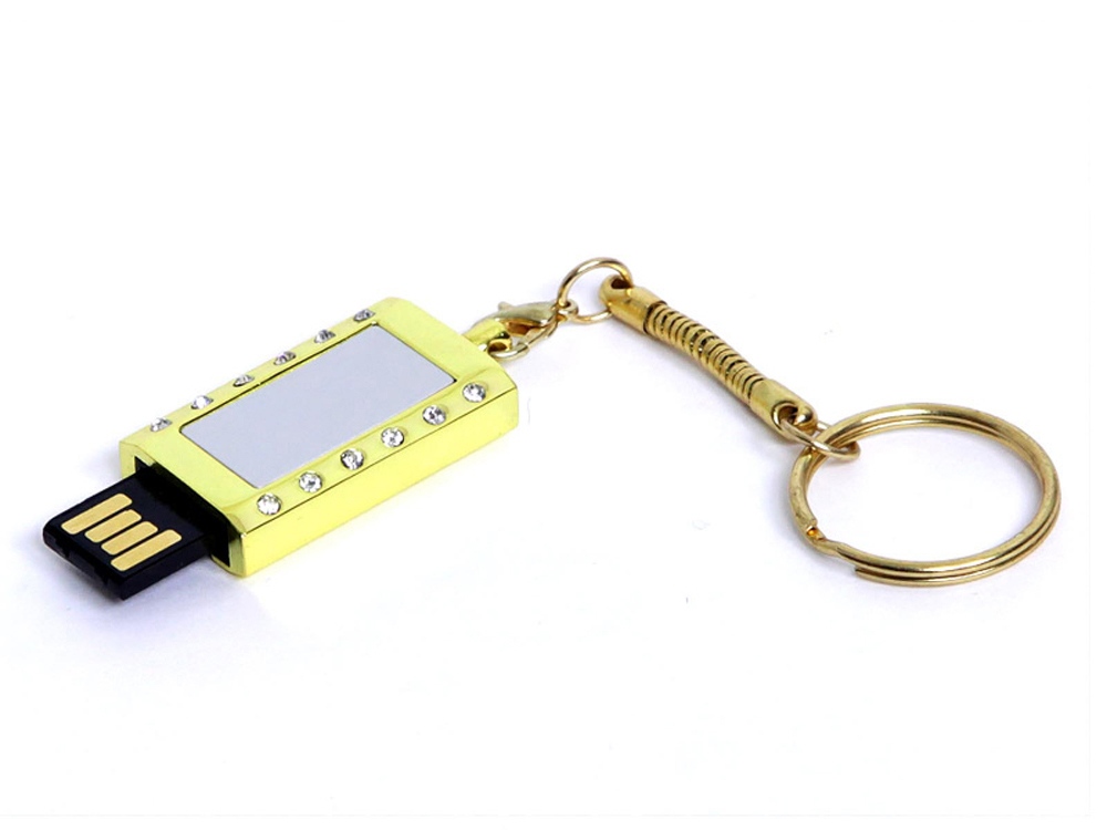 USB 2.0- флешка на 8 Гб Кулон с кристаллами и мини чипом с логотипом  | Print Logo