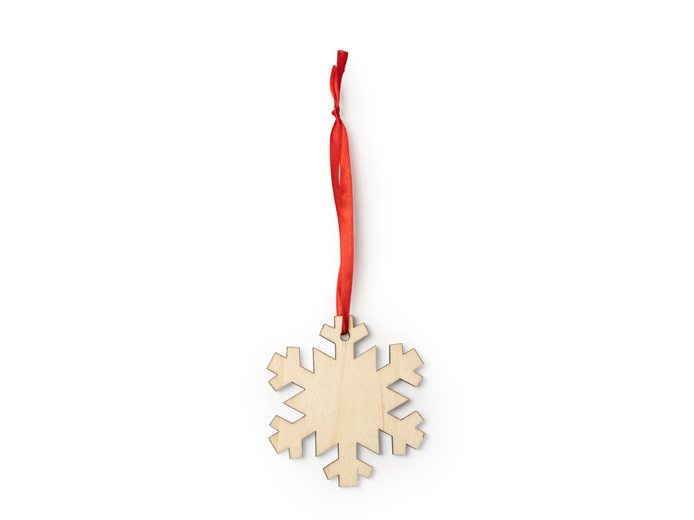 Деревянное новогоднее украшение JINGLE, снежинка с логотипом  | Print Logo