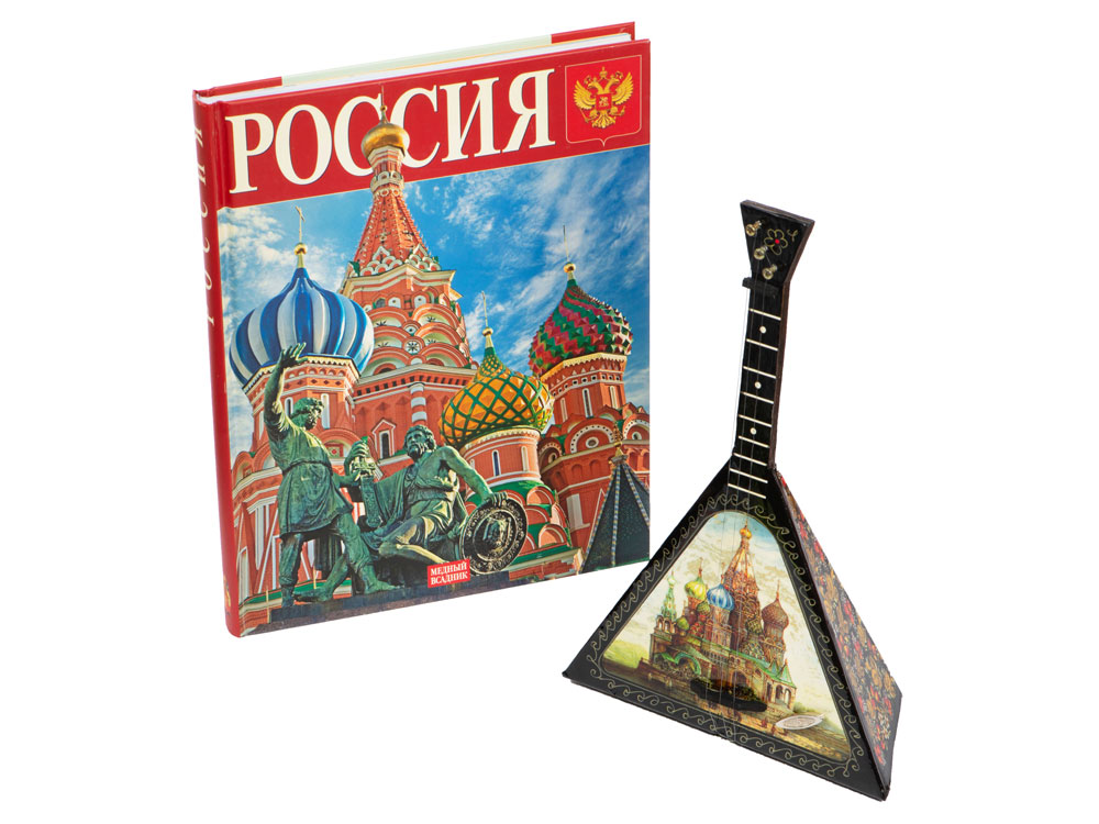 Подарочный набор Музыкальная Россия: балалайка, книга Россия с логотипом  | Print Logo