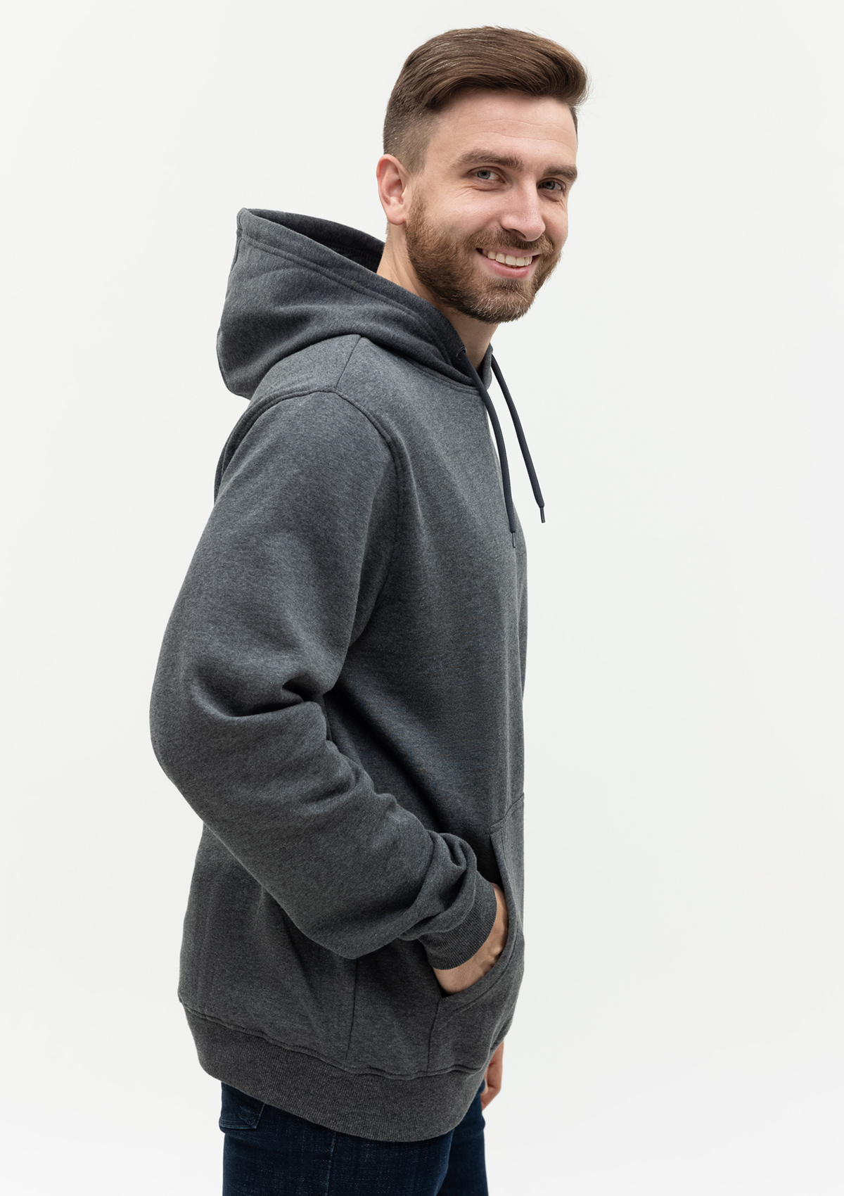 Худи унисекс STAN футер с начёсом 260, 20, Тёмный меланж,  (60/1)  (56/XXXL)
