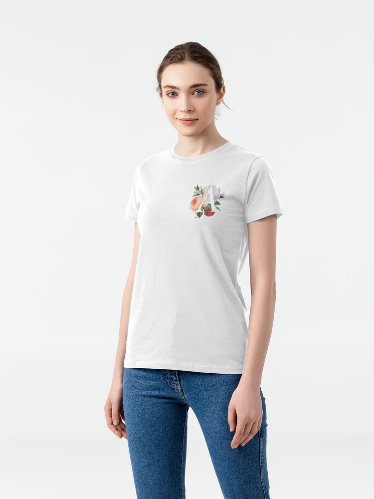 Футболка женская «Цветочная азбука: А» с логотипом CoolColor | Print Logo
