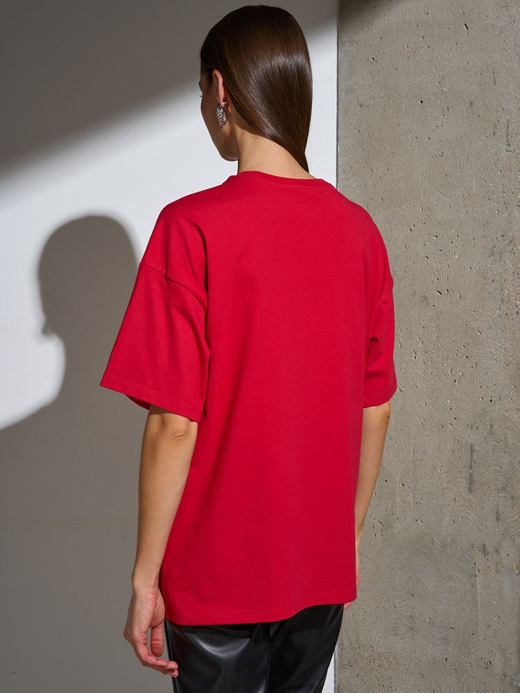 Футболка Oversize Premium, красная, размер XXL