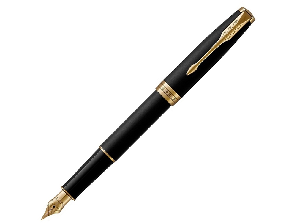 Ручка перьевая Parker Sonnet Matt Black GT с логотипом Parker | Print Logo