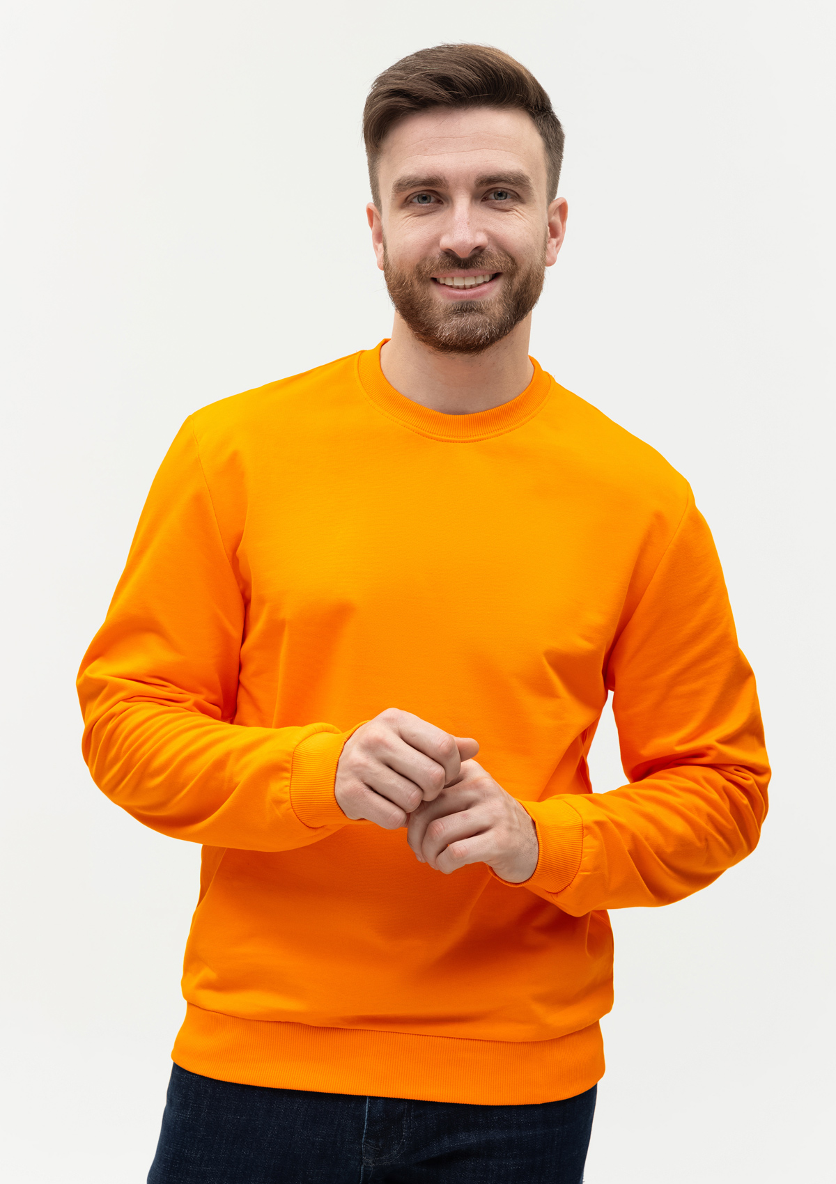 Свитшот унисекс STAN футер без начёса, 260, 63, Оранжевый,  (28/1)  (52/XL)
