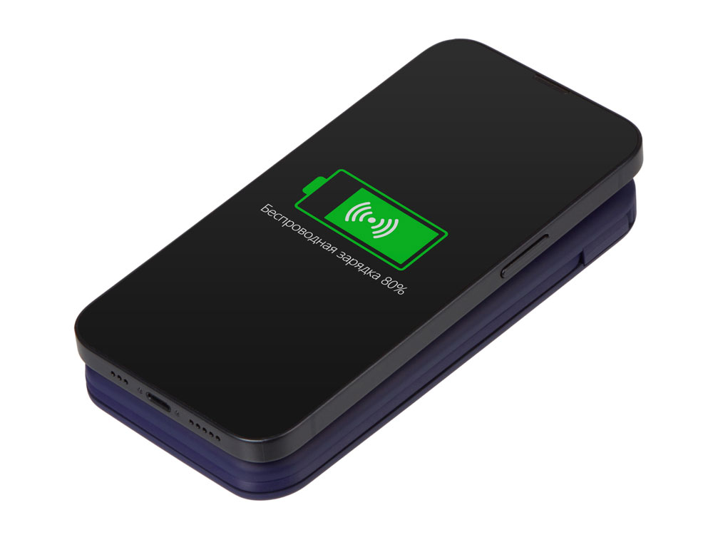 Внешний беспроводной аккумулятор с подсветкой лого Astro, 10000 mAh, темно-синий (Р)