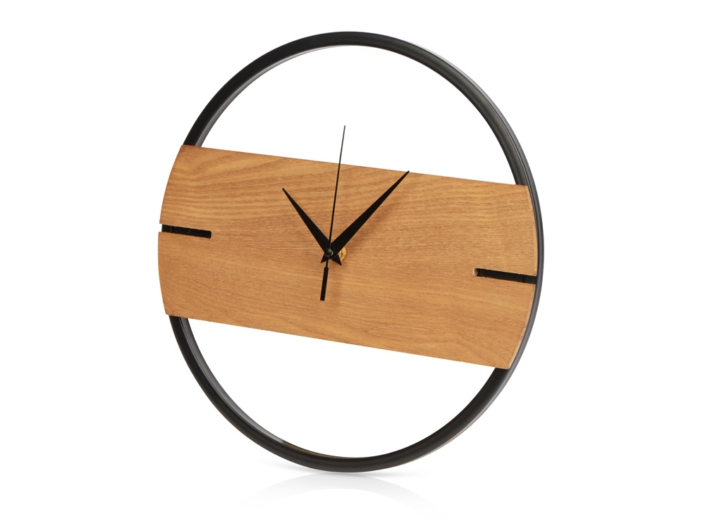 Деревянные часы с металлическим ободом Time Wheel с логотипом  | Print Logo