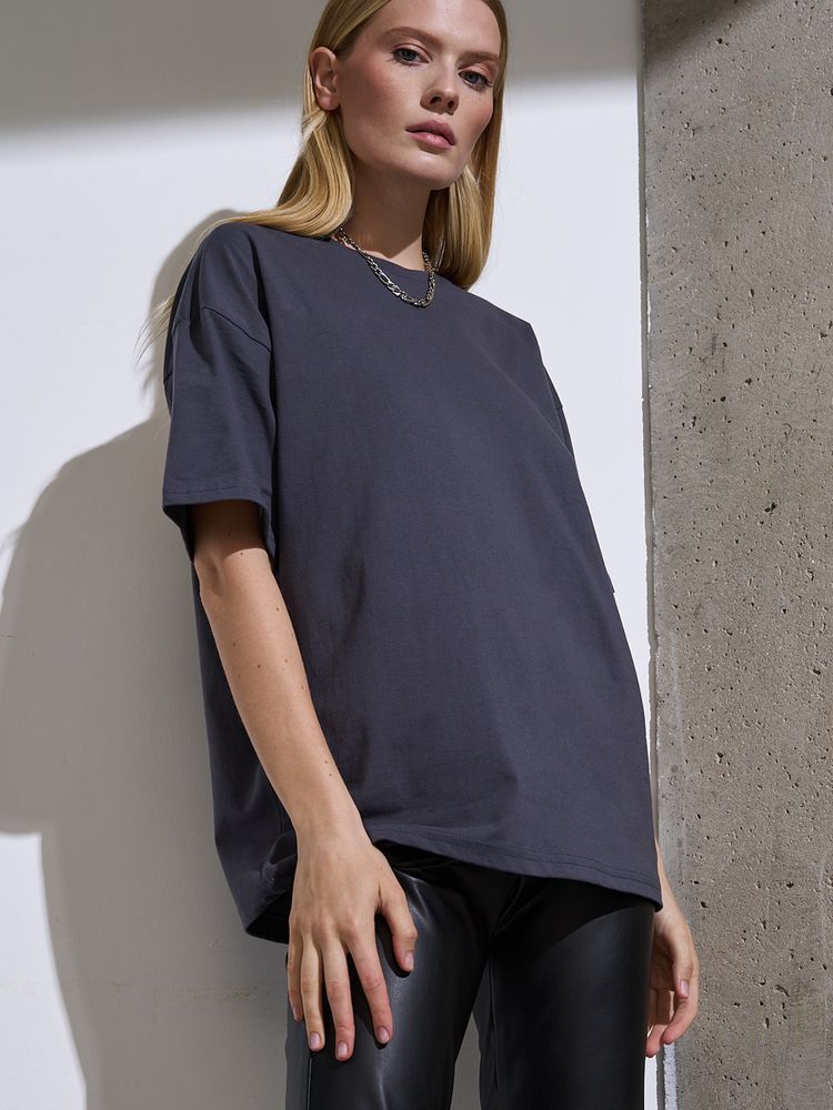 Футболка Oversize Premium, темно-серая (антрацит), размер XL