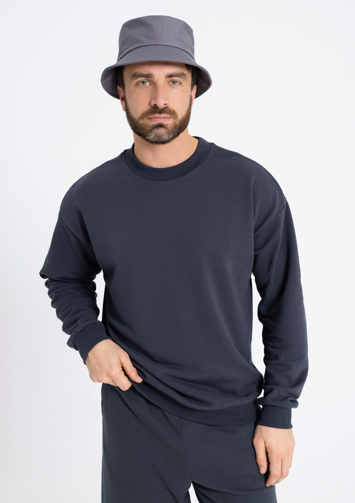 Свитшот унисекс STAN футер без начёса, 350, 96, Графит,  (101)  (52/XL)
