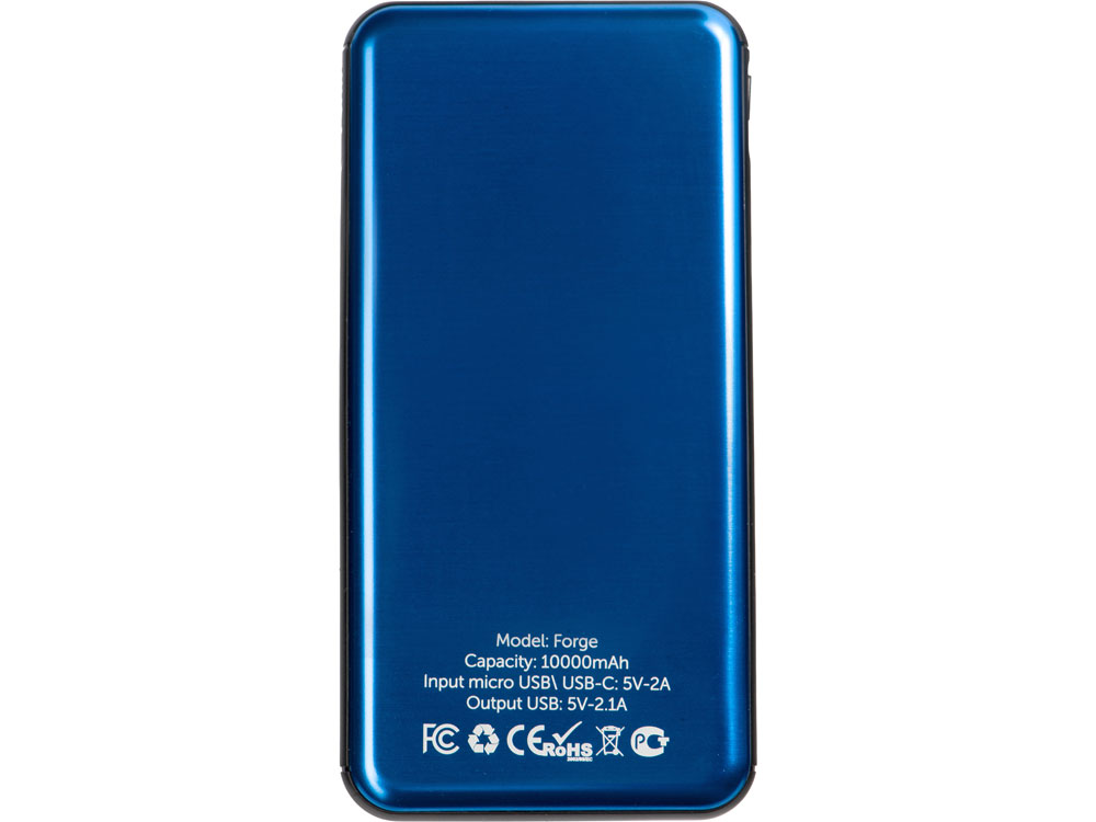 Внешний аккумулятор Forge v.2 металл, 10000mah, синий