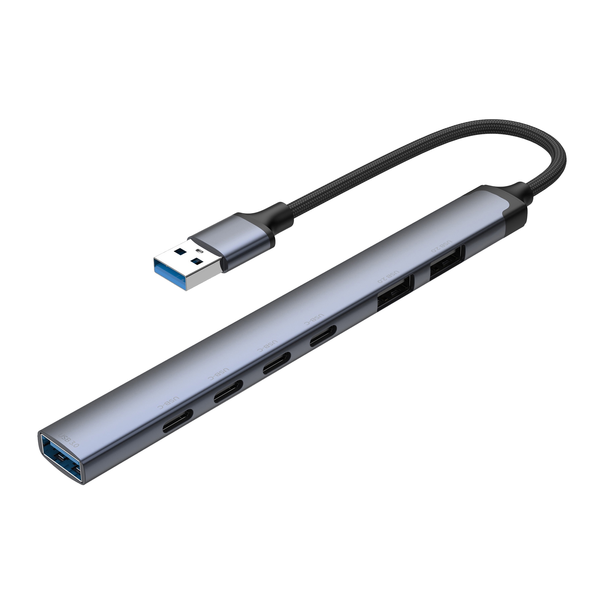 USB-хаб USB-A 3.0 + 2xUSB-A 2.0 + 4xUSB-C, серый, Deppa
