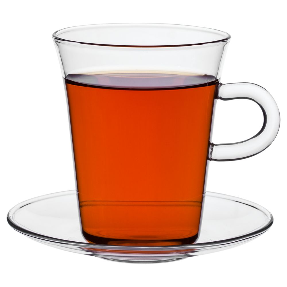 Чашка с блюдцем Glass Duo с логотипом  | Print Logo