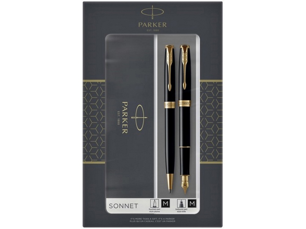 Набор Parker Sonnet: ручка перьевая, ручка шариковая с логотипом Parker | Print Logo