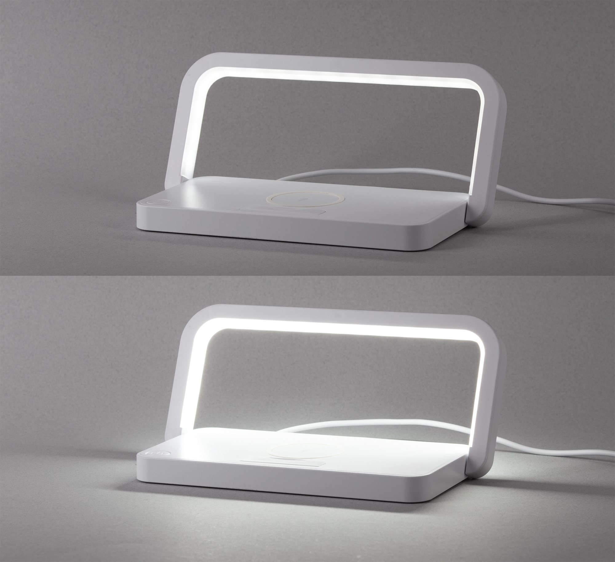 Лампа складная "Smart Light" с беспроводным (10W) зарядным устройством и подставкой для смартфона фото на сайте Print Logo.